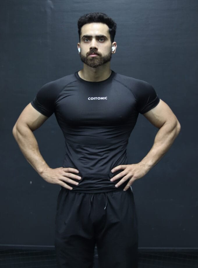 Compression Half Sleeves Black T-shirt
