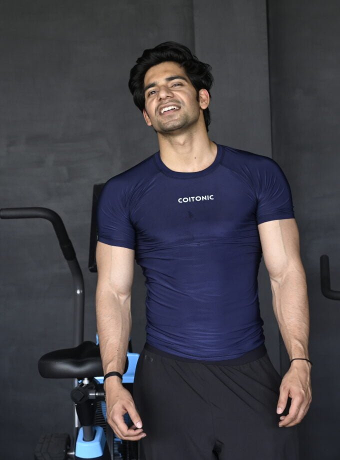 Compression Half Sleeves Navy Blue T-shirt