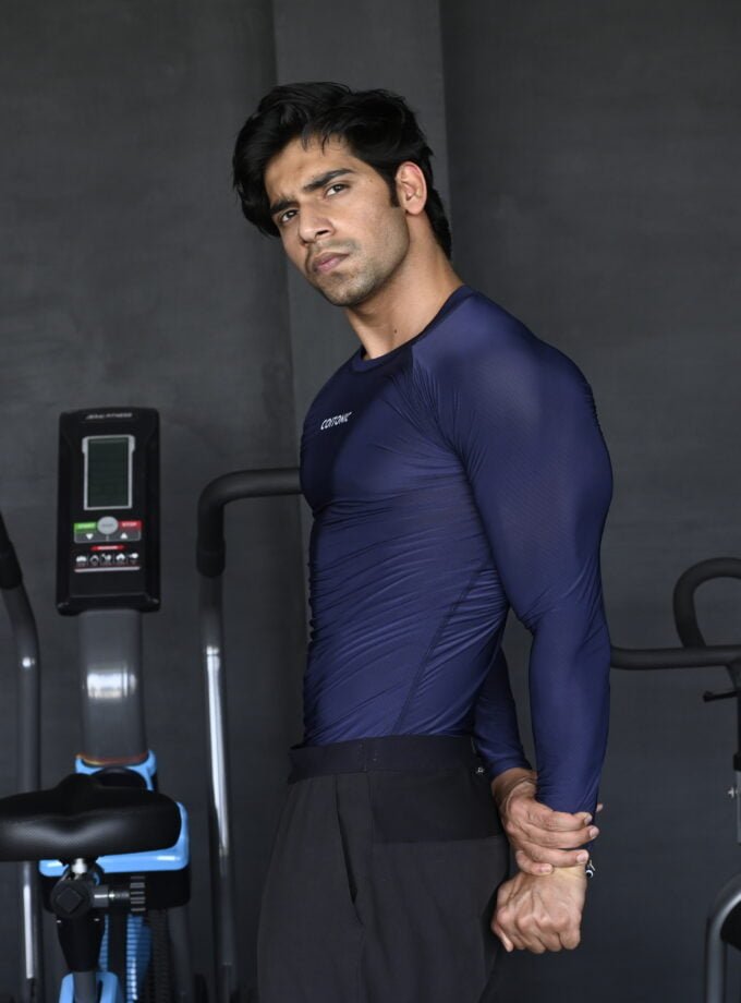 Compression Full Sleeves Navy Blue T-shirt