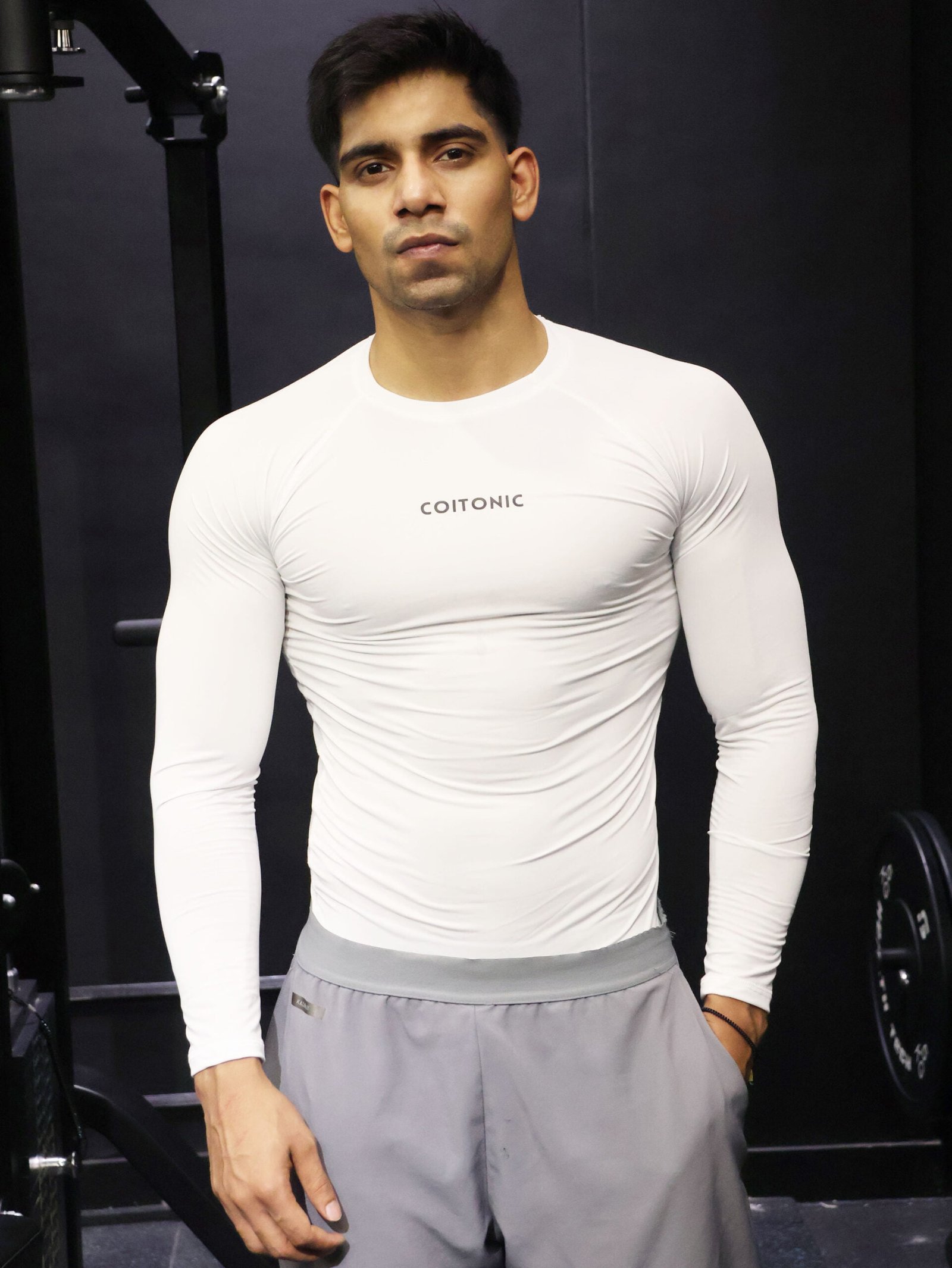 Compression Full Sleeves White T-shirt