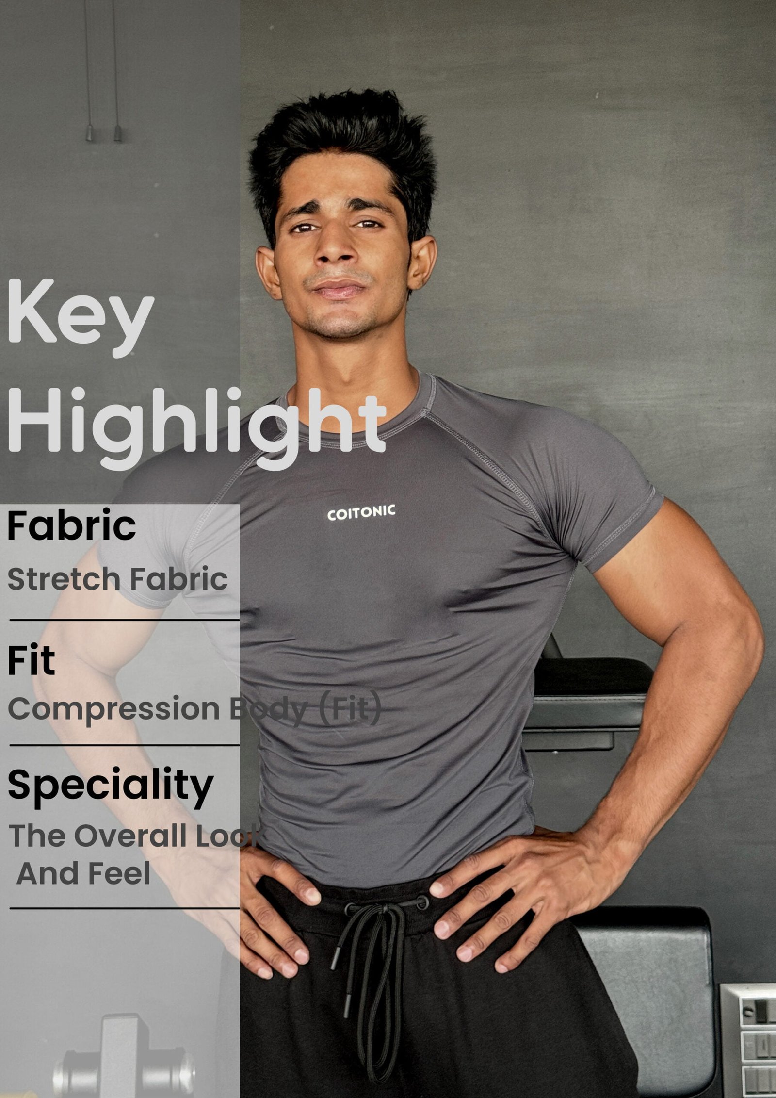 Compression Half Sleeves Dark Grey T-shirt - Image 5