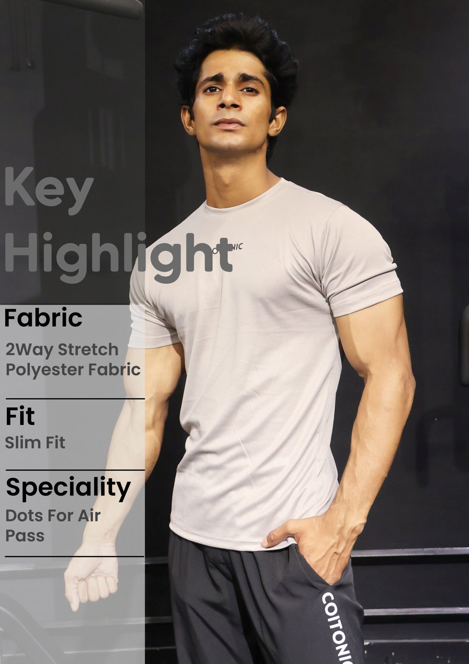 Coitonic Slim Fit T-Shirt – Beige - Image 5